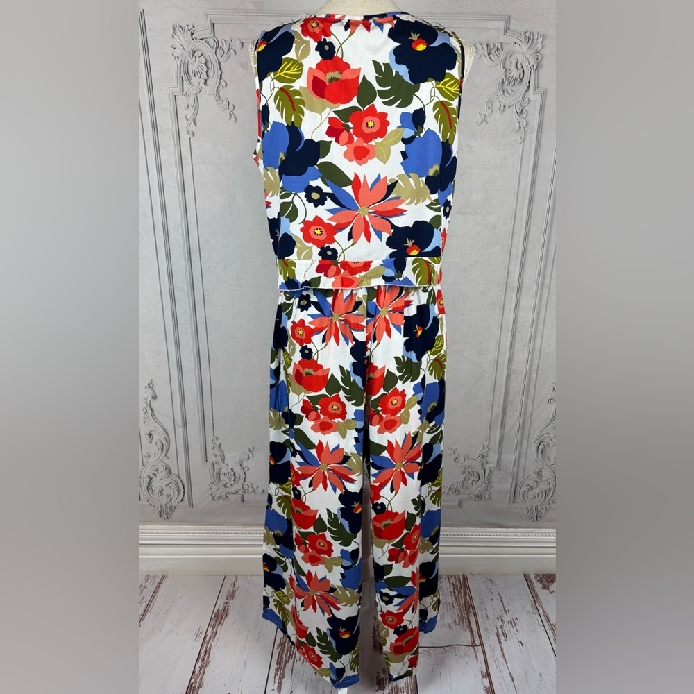 Casual Floral Print Sleeveless Loose Top and Matching Wide Leg Pants Trousers - Picture 9 of 14